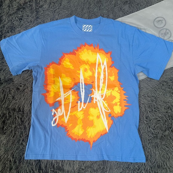 DENIM TEARS x OFFSET SET IT OFF #3 BLUE TEE SHIRT MENS S EXCLUSIVE - Picture 1 of 7